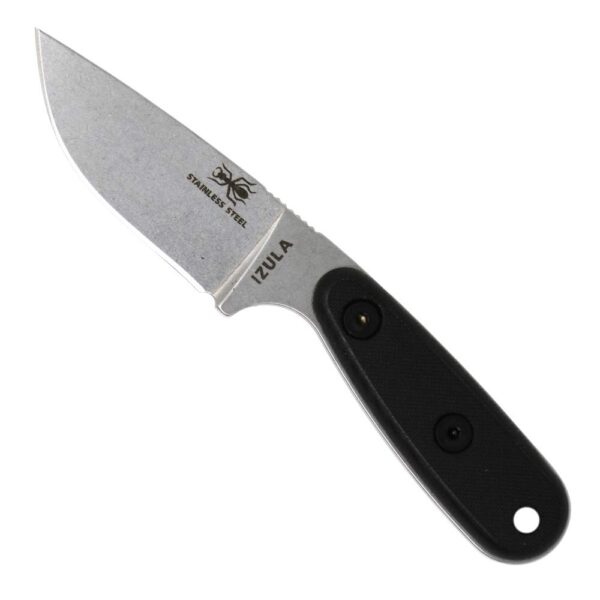 ESEE Knives Izula Stainless Steel Survival Knife with Black G10 Scales and Molded Sheath