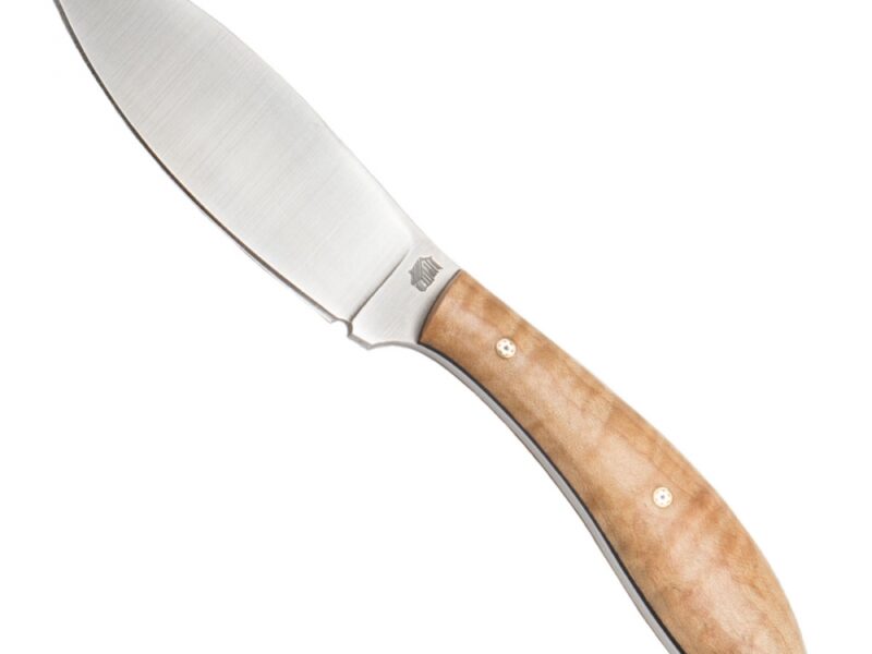 LT Wright Knives Small Northern Hunter – AEB-L Steel – Flat Grind – Maple w/Blk. Liners-Mosaic