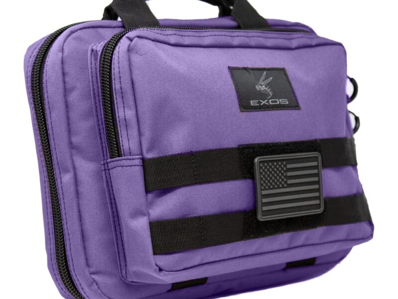 Exos Double Pistol Case, Free USA Flag Velcro Patch Included (Purple)