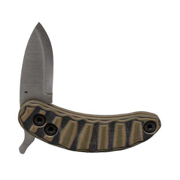 L.T. Wright Woods Monkey Banana Peel Modular Friction Folder (Camo 3/8 G10 Rocky Mountain A2 Spear Point Scandi) - Image 2